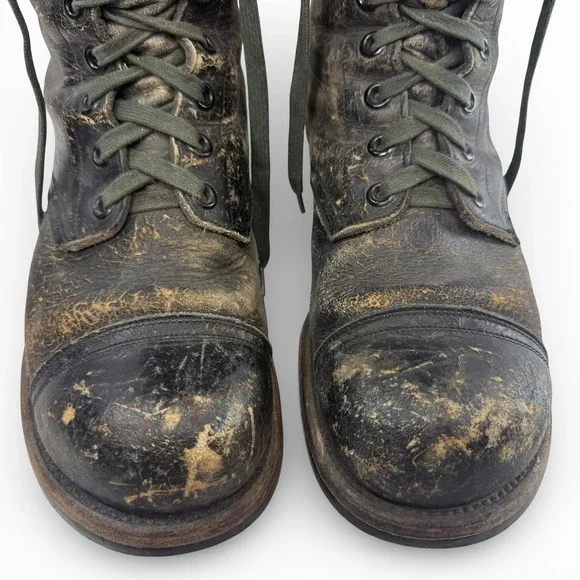 Combat Jump Boots Men Size 10.5-11 VTG 1950s Weathered Black Leather BF Goodrich